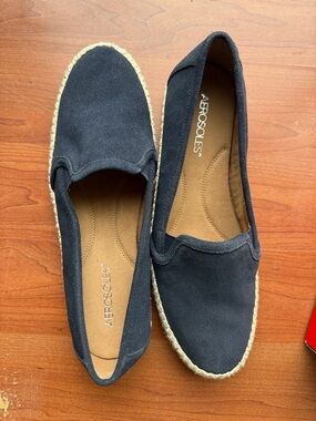 AEROSOLES Navy Suede Espadrille Slip-Ons